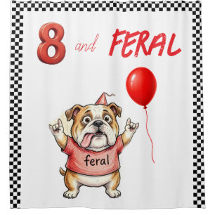 Kid's Feral Bull Dog Birthday Back Drop Shower Curtain