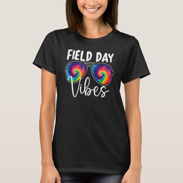 Kids Field Day Vibes Sunglasses Tie Dye  Teacher T-Shirt (Front)