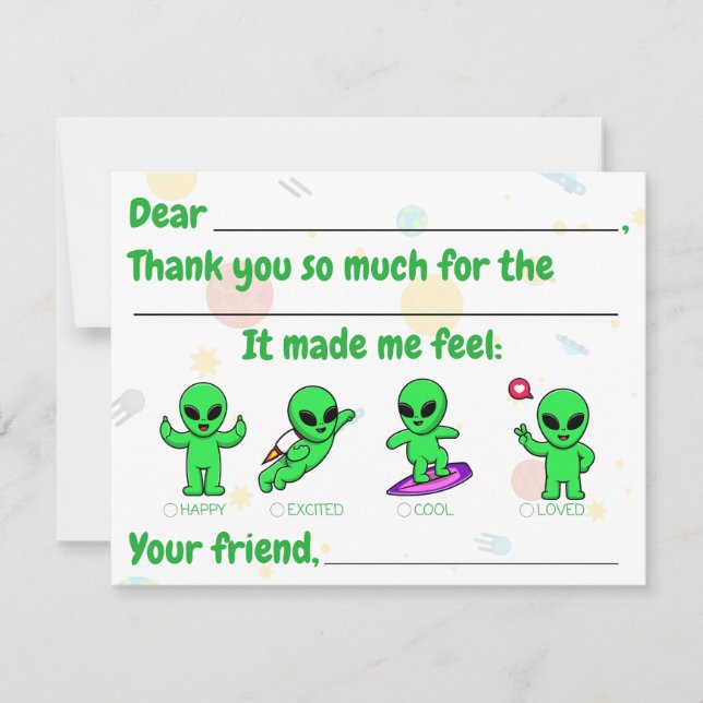 Kids Fill In Thank You Card (Front)