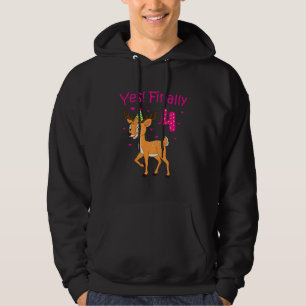 Kids Finally Four 4th Birthday Party Hat Cake Deer Hoodie