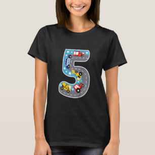 Kids Fire Brigade Police Cars Vehicles Boy 5 Years T-Shirt