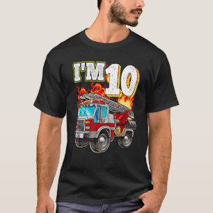 Kids Fire Truck 10th Birthday Boy Firefighter 10 Y T-Shirt