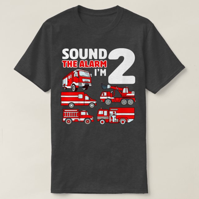 Kids Fire Truck 2nd Birthday Toddler Boy Firefight T-Shirt (Design Front)