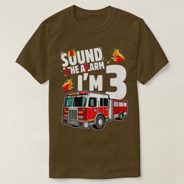 Kids Fire Truck 3rd Birthday Boy Firefighter 3 Yea T-Shirt (Design Front)