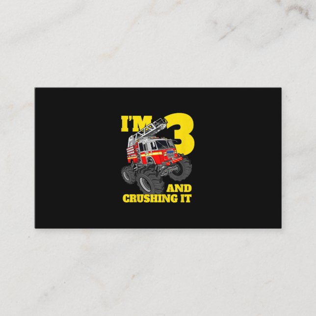 Kids Fire Truck 3rd Birthday Boy Toddler Business Card (Front)