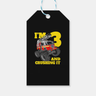 Kids Fire Truck 3rd Birthday Boy Toddler Gift Tags