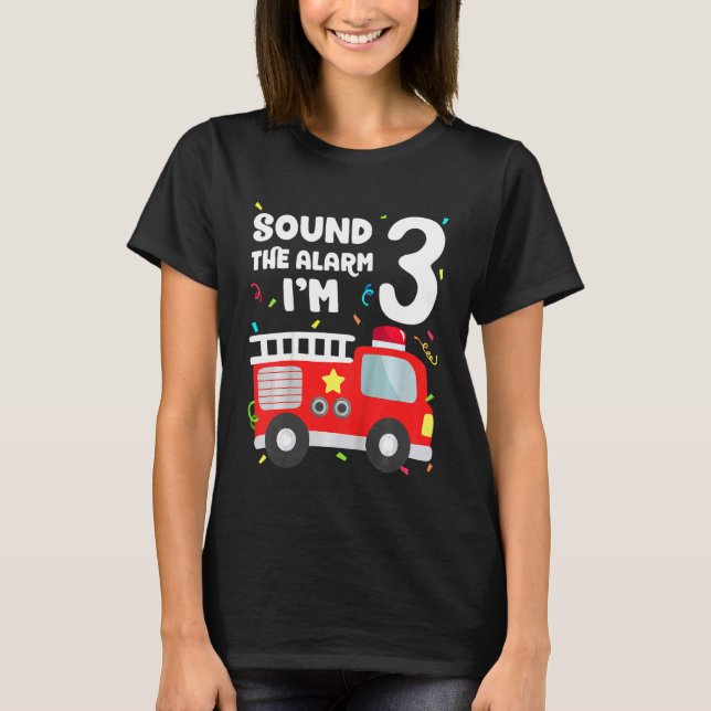 Kids Fire Truck 3rd Birthday Toddler Boy Firefight T-Shirt (Front)