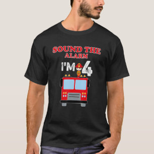 Kids Fire Truck 4 Year Old Firefighter 4th Birthda T-Shirt