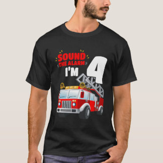 Kids Fire Truck 4Th Birthday Shirt 4 Years Old Fir