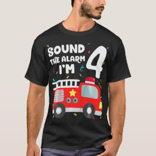 Kids Fire Truck 4Th Birthday Toddler Boy Firefight T-Shirt