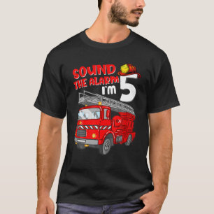 Kids Fire Truck 5 Years Old Firefighter 5Th Birthd T-Shirt