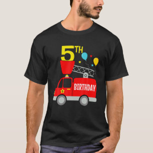 Kids Fire Truck 5Th Birthday Boy Firefighter 5 Yea T-Shirt
