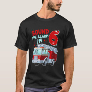 Kids Fire Truck 6 Year Old Firefighter 6th Birthda T-Shirt