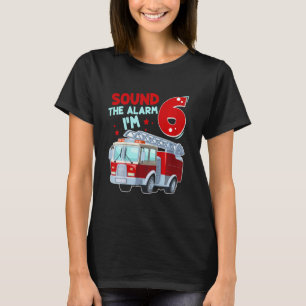 Kids Fire Truck 6 Year Old Firefighter 6th Birthda T-Shirt