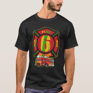 Kids Fire Truck 6th Birthday Boy 6 Year Old Firefi T-Shirt