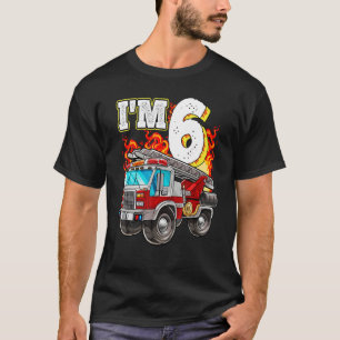 Kids Fire Truck 6th Birthday Boy Firefighter 6 Yea T-Shirt
