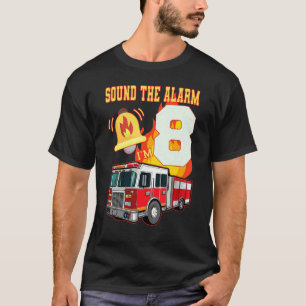 Kids Fire Truck 8th Birthday Boy Firefighter 8 Yea T-Shirt