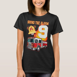 Kids Fire truck 9th Birthday Boy 9 Firemans Birthd T-Shirt