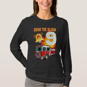 Kids Fire Truck 9th Birthday Boy Firefighter 9 Yea T-Shirt