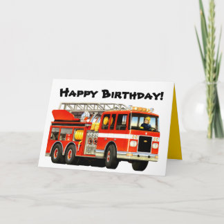 Kid's Fire Truck Birthday Card