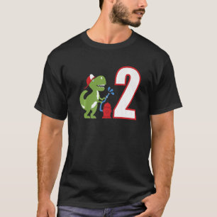 Kids Firefighter 2nd Birthday Dinosaur Fire Truck T-Shirt