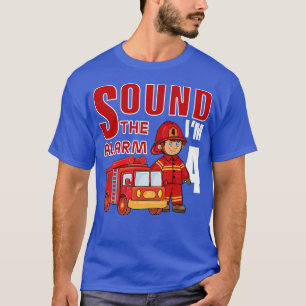 Kids Firefighter 4th Birthday Kids Fire Truck Todd T-Shirt