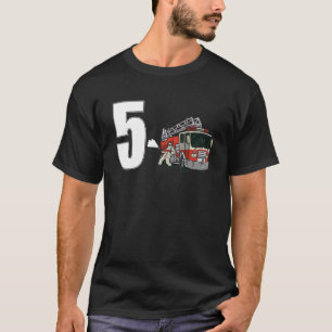 Kids Firefighter 5th Birthday Fire Truck Boy Toddl T-Shirt