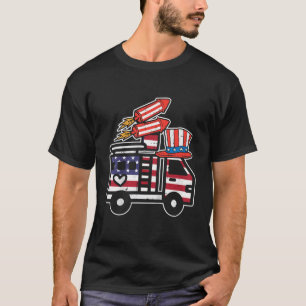 Kids Firetruck Firecrackers 4th Of July Firefighte T-Shirt