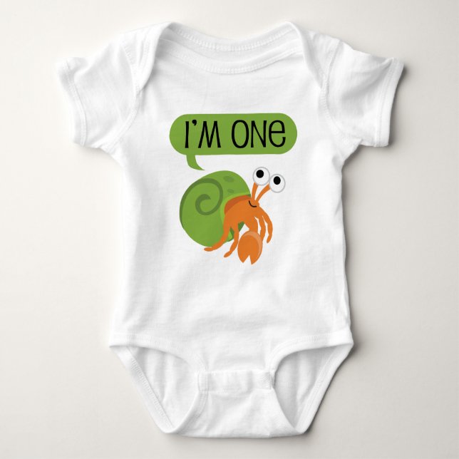 Kids First Birthday Hermit Crab Baby Bodysuit (Front)