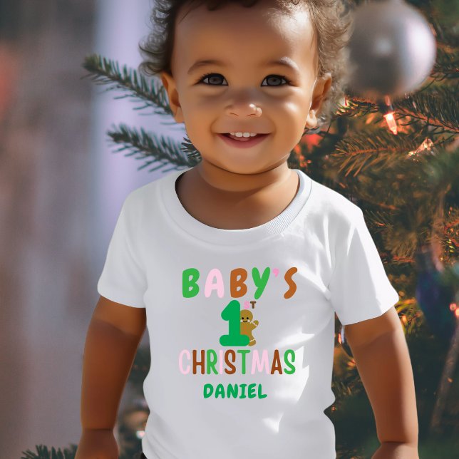 Kids First Christmas Gingerbread Name Funny     Baby T-Shirt (Creator Uploaded)