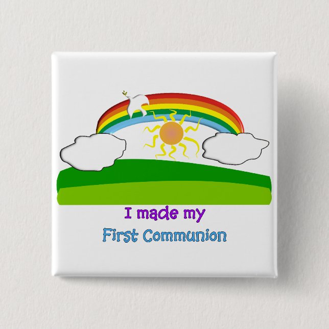 Kids First Communion T-Shirts and Gifts 15 Cm Square Badge (Front)