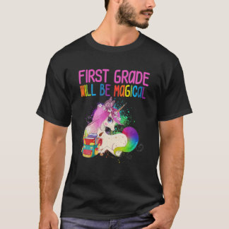 Kids First Day Of First Grade Magical Unicorn Back T-Shirt