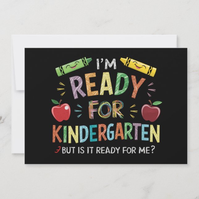 Kids First Day Of Kindergarten Fun Back To Schoo Announcement (Front)