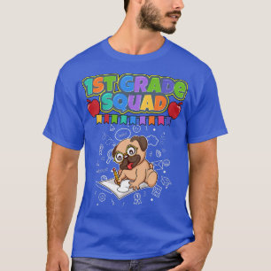 Kids First Grade Squad Funny Dog Pug Elementary Sc T-Shirt