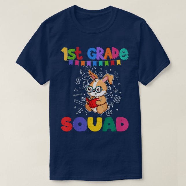 Kids First Grade Squad Funny Rabbit Bunny Elementa T-Shirt (Design Front)