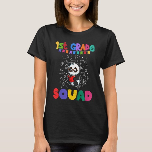Kids First Grade Squad  Panda Bear Elementary Scho T-Shirt (Front)