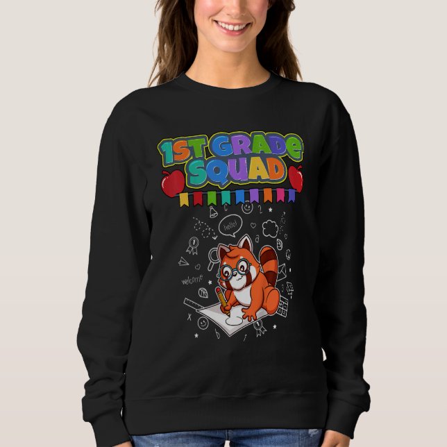 Kids First Grade Squad  Red Panda Elementary Schoo Sweatshirt (Front)