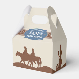 Kids FIrst Rodeo Blue/Brown Western Birthday Party Favour Box