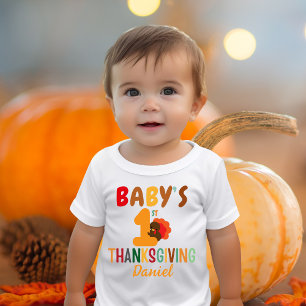 Kids First Thanksgiving Turkey Name Funny     Baby T-Shirt