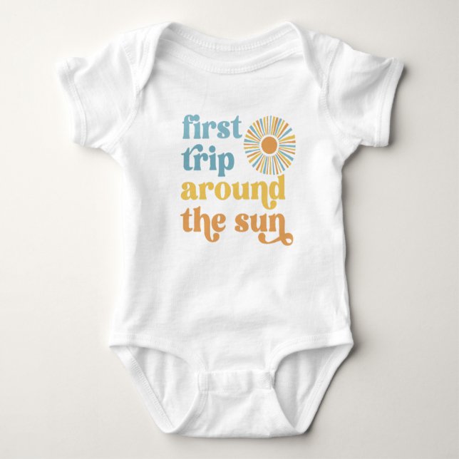 Kids First Trip Around the Sun  Baby Bodysuit (Front)