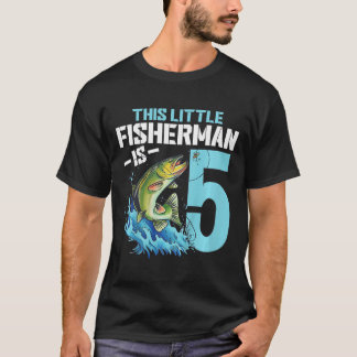 Kids Fishing Birthday Shirt 5 Year Old Boy Fisher 