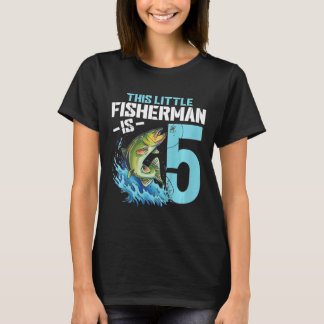 Kids Fishing Birthday Shirt 5 Year Old Boy Fisher 