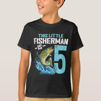 Kids Fishing Birthday Shirt 5 Year Old Boy Fisher 