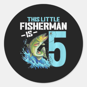 Kids Fishing Birthday Shirt 5 Year Old Boy Fisher Classic Round Sticker