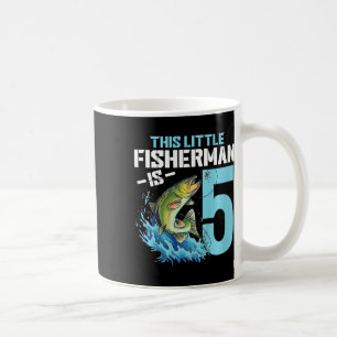 Kids Fishing Birthday Shirt 5 Year Old Boy Fisher  Coffee Mug