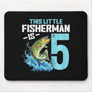 Kids Fishing Birthday Shirt 5 Year Old Boy Fisher Mouse Pad