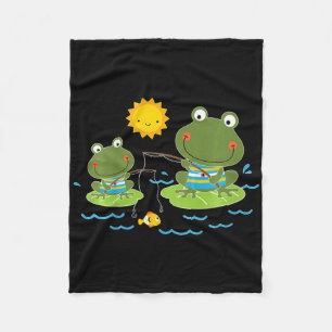 Kids Fishing Frogs Cute Fisherman Fleece Blanket