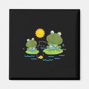 Kids Fishing Frogs Cute Fisherman  Magnet