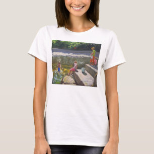 Kids fishing Looe Cornwall 2014 T-Shirt