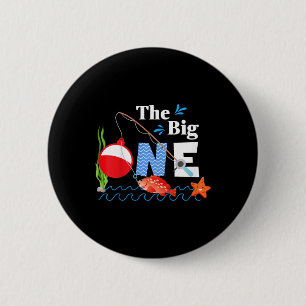 Kids Fishing The Big One Year 1st First Birthday L 6 Cm Round Badge
